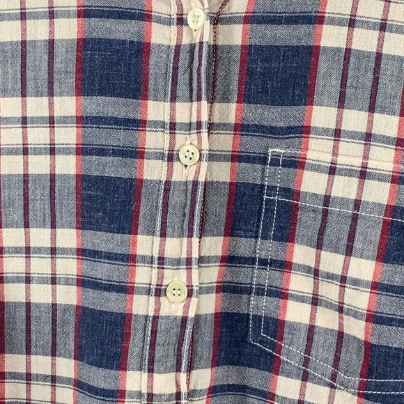 J. Crew Boy Fit Shirt Top White Red Blue Plaid M - Picture 6 of 8